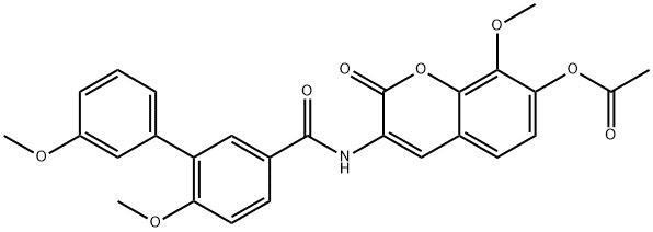 [1,1'-Biphenyl]-3-carboxamide, N-[7-(acetyloxy)-8-methoxy-2-oxo-2H-1-benzopyran-3-yl]-3',6-dimethoxy- Struktur