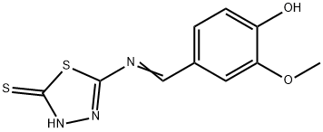 1,3,4-Thiadiazole-2(3H)-thione, 5-[[(4-hydroxy-3-methoxyphenyl)methylene]amino]- Struktur