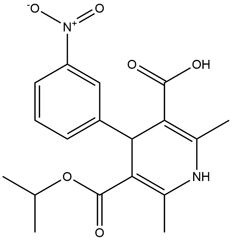 1,4-dihydro-2,6-dimethyl-4-(3'-nitrophenyl)-pyridine-3,5-dicarboxylic acid monoisopropyl ester Struktur