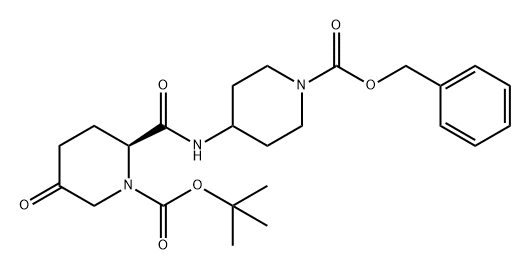 1-Piperidinecarboxylic acid, 5-oxo-2-[[[1-[(phenylmethoxy)carbonyl]-4-piperidinyl]amino]carbonyl]-, 1,1-dimethylethyl ester, (2S)- Structure