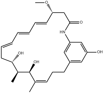 2-Azabicyclo[18.3.1]tetracosa-1(24),6,8,10,16,20,22-heptaen-3-one, 13,15,22-trihydroxy-5-methoxy-14,16-dimethyl-, (5R,6E,8E,10E,13S,14S,15R,16Z)- Struktur