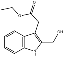 1H-Indole-3-acetic acid, 2-(hydroxymethyl)-, ethyl ester Struktur