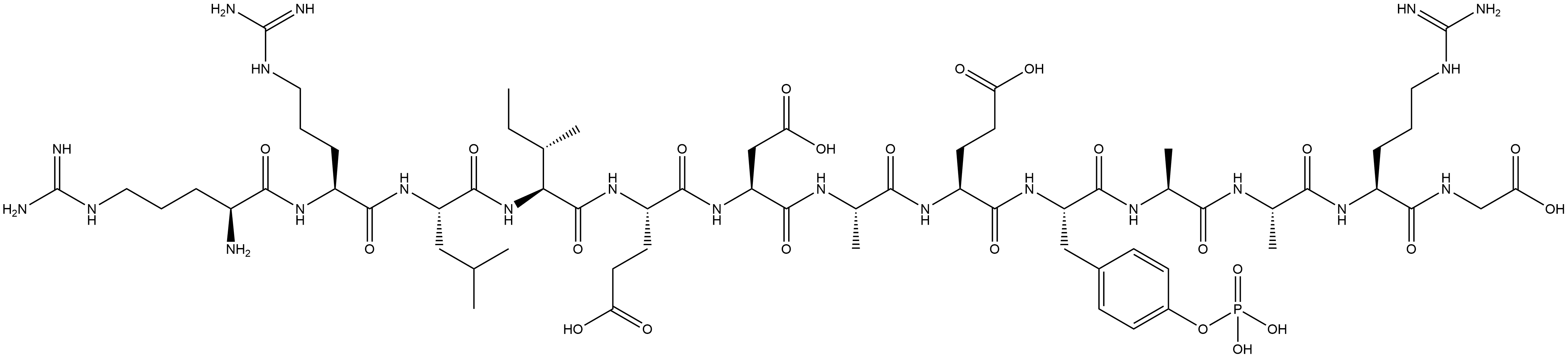 Glycine, L-arginyl-L-arginyl-L-leucyl-L-isoleucyl-L-α-glutamyl-L-α-aspartyl-L-alanyl-L-α-glutamyl-O-phosphono-L-tyrosyl-L-alanyl-L-alanyl-L-arginyl- (9CI) Struktur