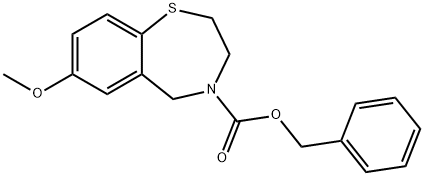 1,4-Benzothiazepine-4(5H)-carboxylic acid, 2,3-dihydro-7-methoxy-, phenylmethyl ester Struktur