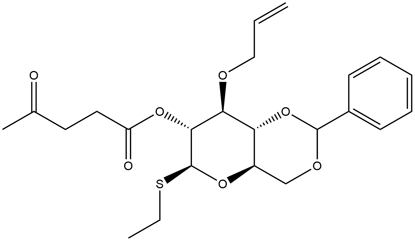 Ethyl 3-O-allyl-4,6-O-benzylidene-2-O-levulinoyl-1-thio-β-D-glucopyranoside Struktur