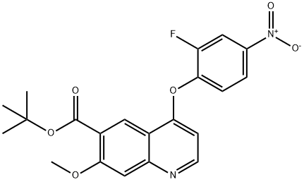 6-Quinolinecarboxylic acid, 4-(2-fluoro-4-nitrophenoxy)-7-methoxy-, 1,1-dimethylethyl ester Struktur