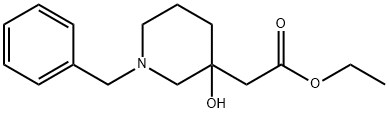 3-Piperidineacetic acid, 3-hydroxy-1-(phenylmethyl)-, ethyl ester Struktur