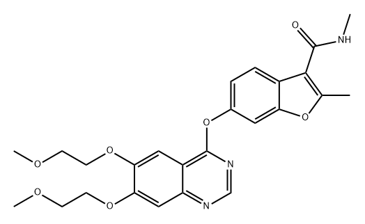 3-Benzofurancarboxamide, 6-[[6,7-bis(2-methoxyethoxy)-4-quinazolinyl]oxy]-N,2-dimethyl- Struktur