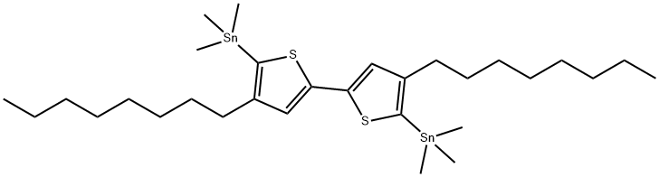 Stannane, 1,1'-(4,4'-dioctyl[2,2'-bithiophene]-5,5'-diyl)bis[1,1,1-trimethyl- Struktur