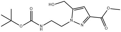 1H-Pyrazole-3-carboxylic acid, 1-[2-[[(1,1-dimethylethoxy)carbonyl]amino]ethyl]-5-(hydroxymethyl)-, methyl ester Struktur