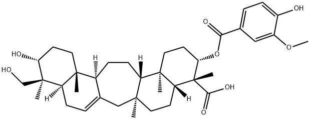 3β-Vanilloyloxy-21β,29-dihydroxyserrat-14-en-24-oic acid Structure