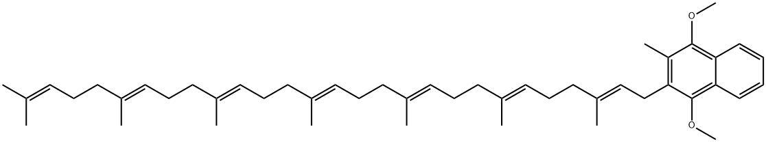 Naphthalene, 2-[(2E,6E,10E,14E,18E,22E)-3,7,11,15,19,23,27-heptamethyl-2,6,10,14,18,22,26-octacosaheptaen-1-yl]-1,4-dimethoxy-3-methyl- Struktur