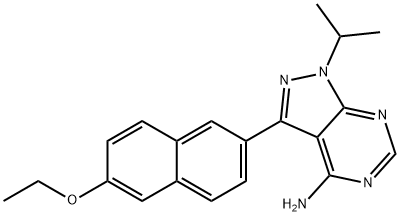 3-(6-Ethoxy-2-naphthalenyl)-1-(1-methylethyl)-1H-pyrazolo[3,4-d]pyrimidin-4-amine Struktur