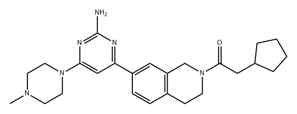 Ethanone, 1-[7-[2-amino-6-(4-methyl-1-piperazinyl)-4-pyrimidinyl]-3,4-dihydro-2(1H)-isoquinolinyl]-2-cyclopentyl- Struktur