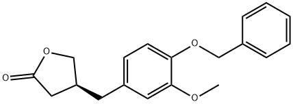 2(3H)-Furanone, dihydro-4-[[3-methoxy-4-(phenylmethoxy)phenyl]methyl]-, (4S)- Struktur