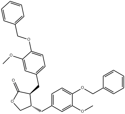 2(3H)-Furanone, dihydro-3,4-bis[[3-methoxy-4-(phenylmethoxy)phenyl]methyl]-, (3S,4S)- Struktur