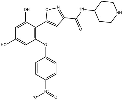 3-Isoxazolecarboxamide, 5-[2,4-dihydroxy-6-(4-nitrophenoxy)phenyl]-N-4-piperidinyl- Struktur