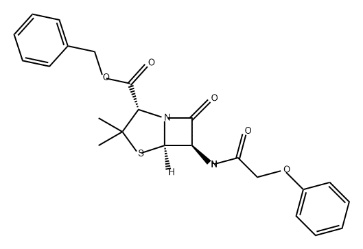 4-Thia-1-azabicyclo[3.2.0]heptane-2-carboxylic acid, 3,3-dimethyl-7-oxo-6-[(2-phenoxyacetyl)amino]-, phenylmethyl ester, (2S,5R,6R)- Struktur