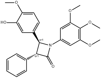 2-Azetidinone, 4-(3-hydroxy-4-methoxyphenyl)-3-phenyl-1-(3,4,5-trimethoxyphenyl)-, (3R,4S)-rel- Struktur