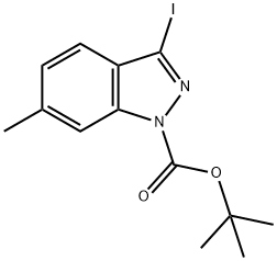 1H-Indazole-1-carboxylic acid, 3-iodo-6-methyl-, 1,1-dimethylethyl ester Struktur