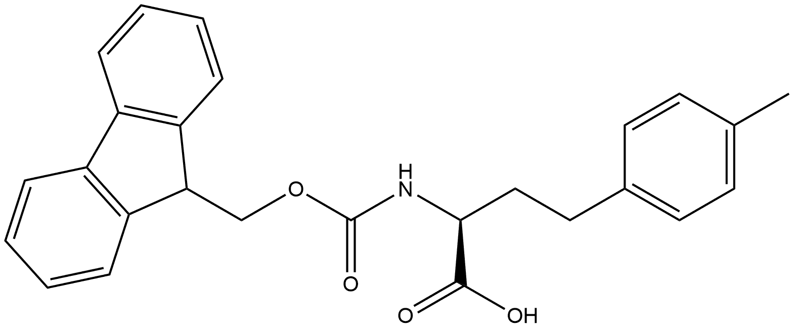 Benzenebutanoic acid, α-[[(9H-fluoren-9-ylmethoxy)carbonyl]amino]-4-methyl-, (αS)- Struktur