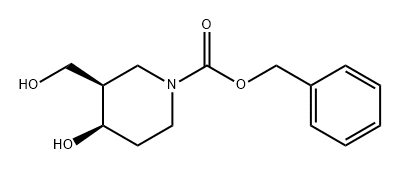 1-Piperidinecarboxylic acid, 4-hydroxy-3-(hydroxymethyl)-, phenylmethyl ester, (3R,4R)- Struktur