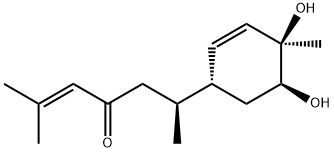 2-Hepten-4-one, 6-[(1R,4R,5S)-4,5-dihydroxy-4-methyl-2-cyclohexen-1-yl]-2-methyl-, (6S)- Struktur