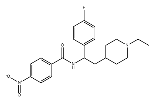 Benzamide, N-[2-(1-ethyl-4-piperidinyl)-1-(4-fluorophenyl)ethyl]-4-nitro- Struktur