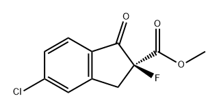 1H-Indene-2-carboxylic acid, 5-chloro-2-fluoro-2,3-dihydro-1-oxo-, methyl ester, (2S)- Struktur