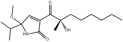 2H-Pyrrol-2-one, 1,5-dihydro-3-[(2S)-2-hydroxy-2-methyl-1-oxooctyl]-5-methoxy-5-(1-methylethyl)- Struktur