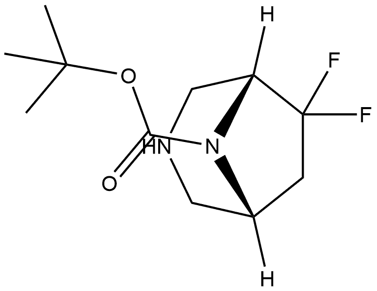 tert-butyl rel-(1R,5R)-6,6-difluoro-3,8-diazabicyclo[3.2.1]octane-8-carboxylate Struktur