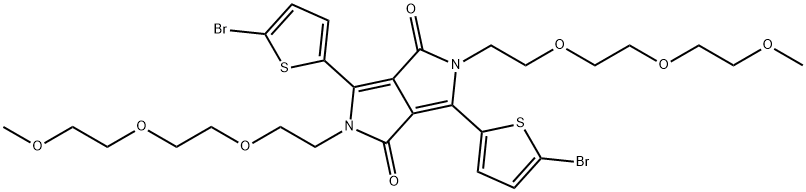 Pyrrolo[3,4-c]pyrrole-1,4-dione, 3,6-bis(5-bromo-2-thienyl)-2,5-dihydro-2,5-bis[2-[2-(2-methoxyethoxy)ethoxy]ethyl]- Struktur