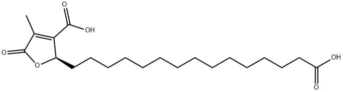 2-Furanpentadecanoic acid, 3-carboxy-2,5-dihydro-4-methyl-5-oxo-, (2R)- Struktur