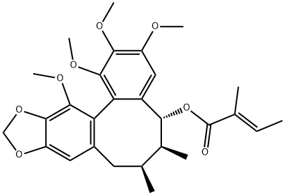 2-Butenoic acid, 2-methyl-, (5R,6S,7S)-5,6,7,8-tetrahydro-1,2,3,13-tetramethoxy-6,7-dimethylbenzo[3,4]cycloocta[1,2-f][1,3]benzodioxol-5-yl ester, (2E)- Struktur