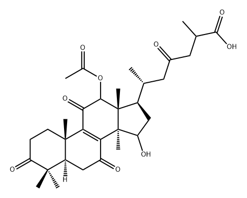 Lanost-8-en-26-oic acid, 12-(acetyloxy)-15-hydroxy-3,7,11,23-tetraoxo- Struktur