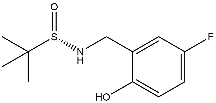 (S)-N-(5-fluoro-2-hydroxybenzyl)-2-methylpropane-2-sulfinamide Struktur