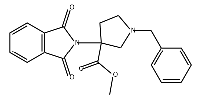 3-Pyrrolidinecarboxylic acid, 3-(1,3-dihydro-1,3-dioxo-2H-isoindol-2-yl)-1-(phenylmethyl)-, methyl ester Struktur