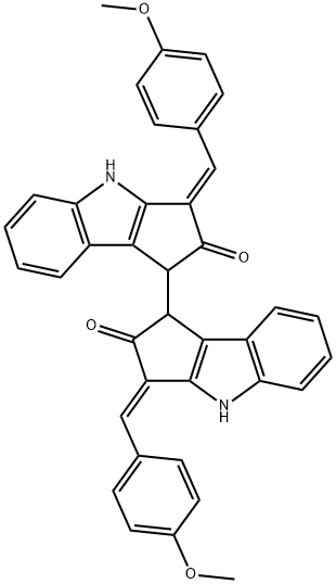 [1,1'-Bicyclopent[b]indolyl]-2,2'(1H,1'H)-dione, 3,3',4,4'-tetrahydro-3,3'-bis[(4-methoxyphenyl)methylene]-, (3E,3'E)- Struktur