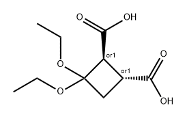 1,2-Cyclobutanedicarboxylic acid, 3,3-diethoxy-, (1R,2S)-rel- Struktur