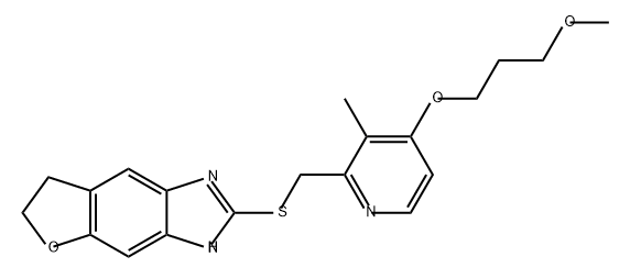 3H-Furo[2,3-f]benzimidazole, 6,7-dihydro-2-[[[4-(3-methoxypropoxy)-3-methyl-2-pyridinyl]methyl]thio]- Struktur