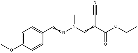 2-Propenoic acid, 2-cyano-3-[2-[(4-methoxyphenyl)methylene]-1-methylhydrazinyl]-, ethyl ester Struktur