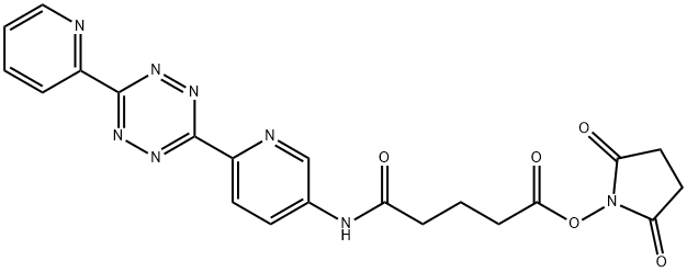 Pentanoic acid, 5-oxo-5-[[6-[6-(2-pyridinyl)-1,2,4,5-tetrazin-3-yl]-3-pyridinyl]amino]-, 2,5-dioxo-1-pyrrolidinyl ester Struktur