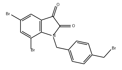 1H-Indole-2,3-dione, 5,7-dibromo-1-[[4-(bromomethyl)phenyl]methyl]- Struktur