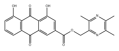 2-Anthracenecarboxylic acid, 9,10-dihydro-4,5-dihydroxy-9,10-dioxo-, (3,5,6-trimethyl-2-pyrazinyl)methyl ester Struktur