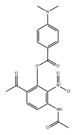 Benzoic acid, 4-(dimethylamino)-, 6-acetyl-3-(acetylamino)-2-nitrophenyl ester Struktur