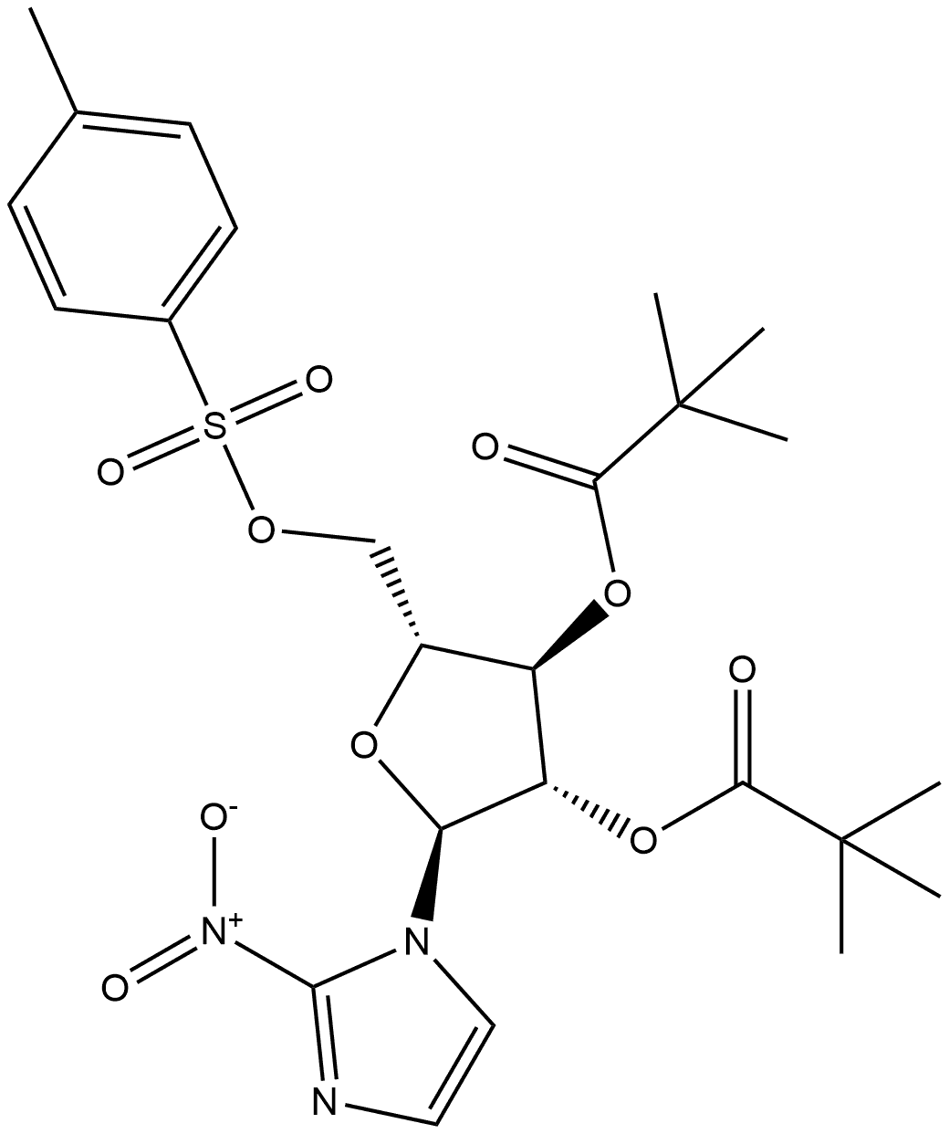 1-[2,3-Bis-O-(2,2-dimethyl-1-oxopropyl)-5-O-[(4-methylphenyl)sulfonyl]-α-D-arabinofuranosyl]-2-nitro-1H-imidazole Struktur