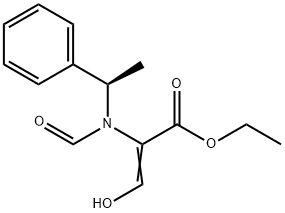 2-Propenoic acid, 2-[formyl[(1R)-1-phenylethyl]amino]-3-hydroxy-, ethyl ester Struktur