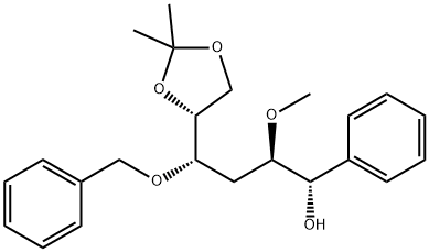 D-ribo-Hexitol, 3-deoxy-2-O-methyl-5,6-O-(1-methylethylidene)-1-C-phenyl-4-O-(phenylmethyl)-, (1S)- Struktur