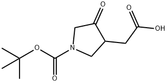 3-Pyrrolidineacetic acid, 1-[(1,1-dimethylethoxy)carbonyl]-4-oxo- Struktur