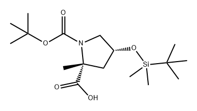 1,2-Pyrrolidinedicarboxylic acid, 4-[[(1,1-dimethylethyl)dimethylsilyl]oxy]-2-methyl-, 1-(1,1-dimethylethyl) ester, (2R,4R)- Struktur